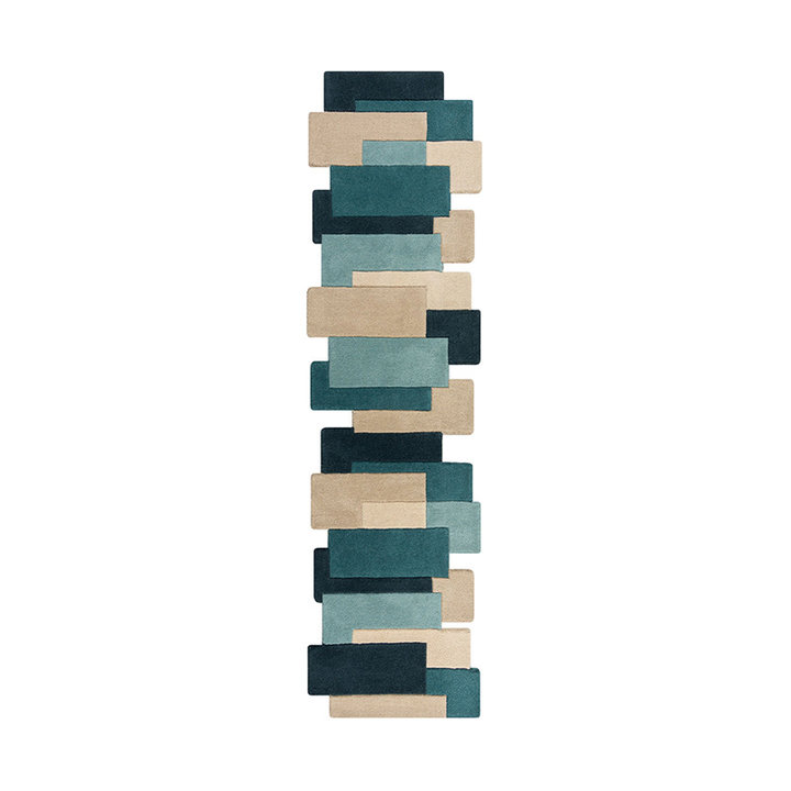 Abstracte loper - Stracto Collage Petrol - 1