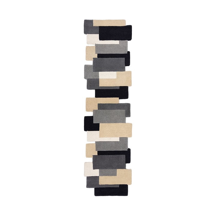 Abstracte loper - Stracto Collage Zwart/Beige - 1