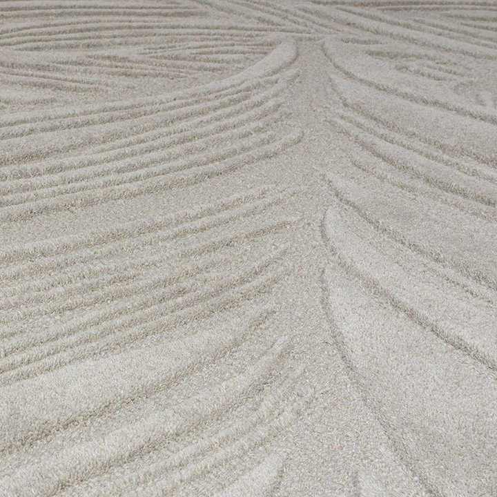 Rond modern vloerkleed - Solacio Leaves Grijs - 2