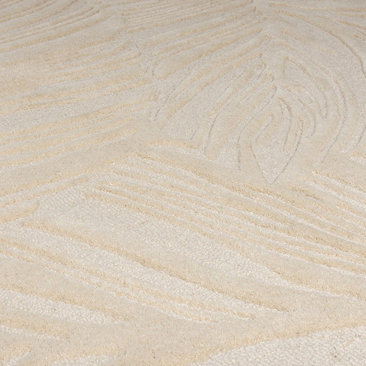 Rond modern vloerkleed - Solacio Leaves Beige - 2