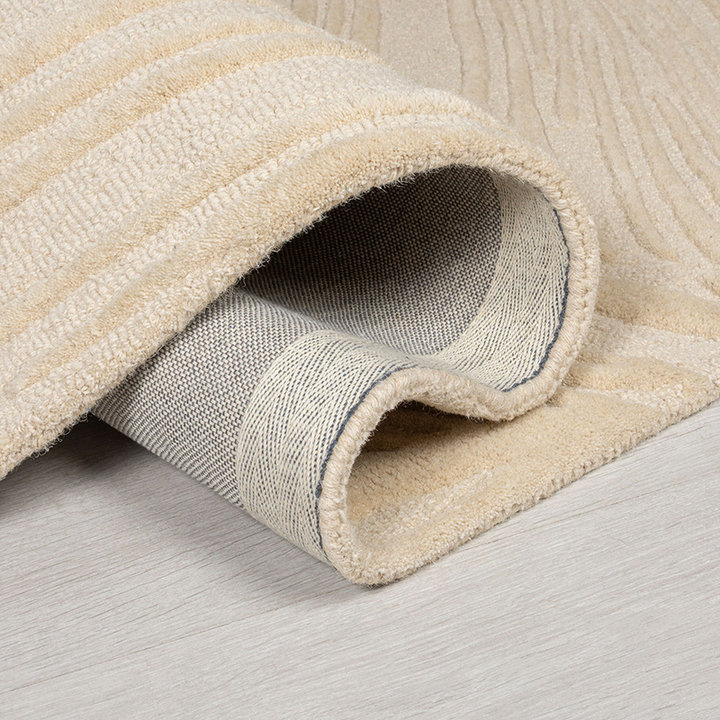 Rond modern vloerkleed - Solacio Leaves Beige - 4