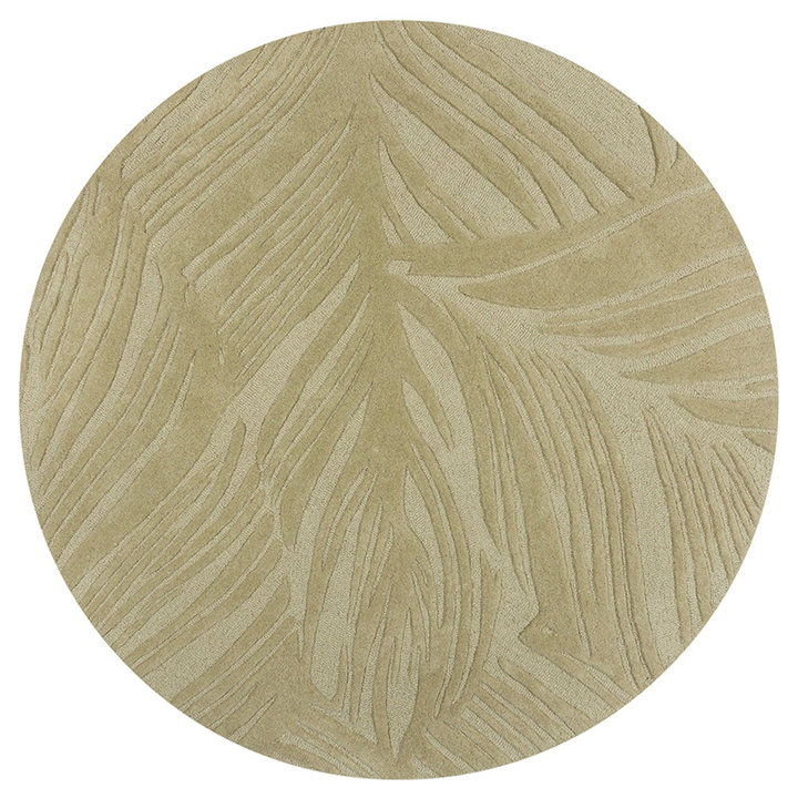 Rond modern vloerkleed - Solacio Leaves Olijfgroen - 1