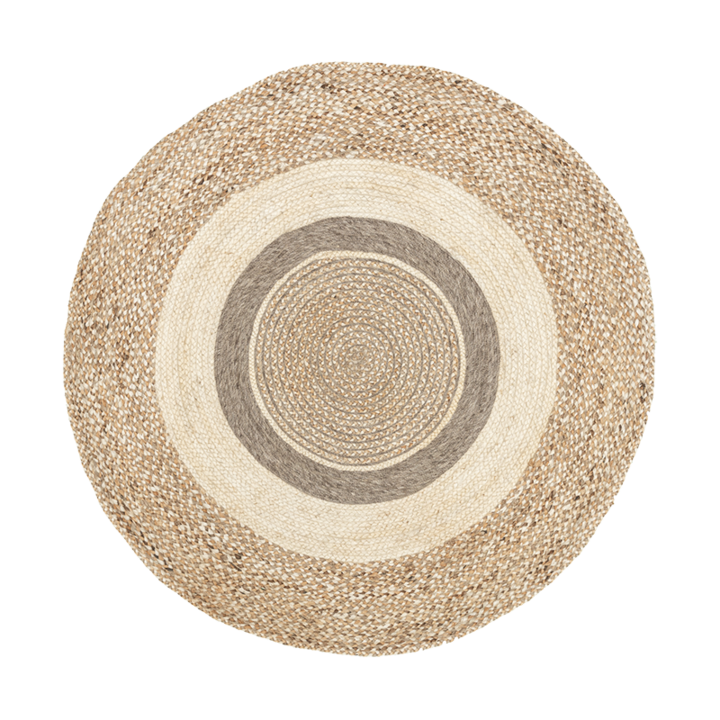 Rond Jute vloerkleed - Mirai Border Wit/Melange - 1