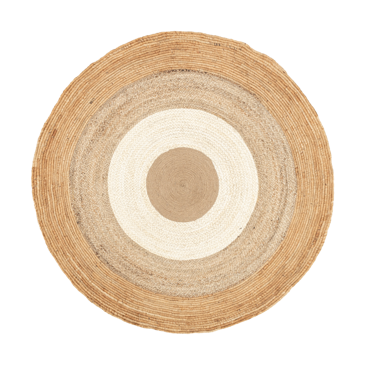Rond Jute vloerkleed - Mirai Border Wit/Naturel - 1