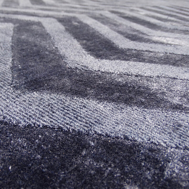 Viscose vloerkleed - Lev Waves Donkerblauw  - 3