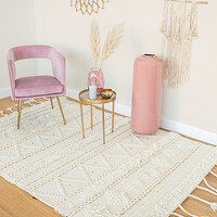 Bohemian vloerkleed - Basai Fringe 525 Crème