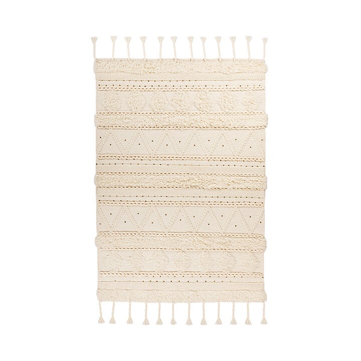 Bohemian vloerkleed - Basai Fringe 525 Creme - 1