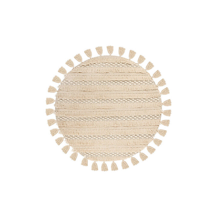 Rond bohemian vloerkleed - Basai Fringe 325 Naturel - 1