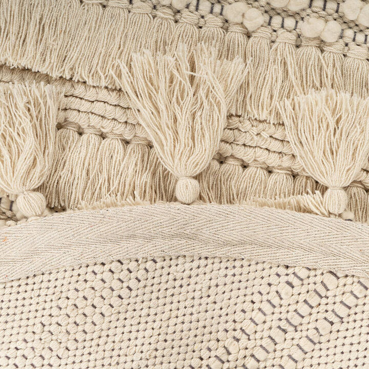 Rond bohemian vloerkleed - Basai Fringe 325 Naturel - 4