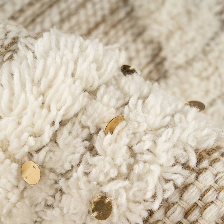 Rond bohemian vloerkleed - Basai Fringe 425 Creme/Groen - 3