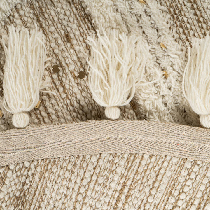 Rond bohemian vloerkleed - Basai Fringe 425 Creme/Groen - 4