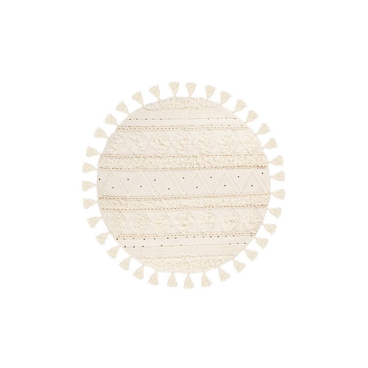 Rond bohemian vloerkleed - Basai Fringe 525 Creme - 1