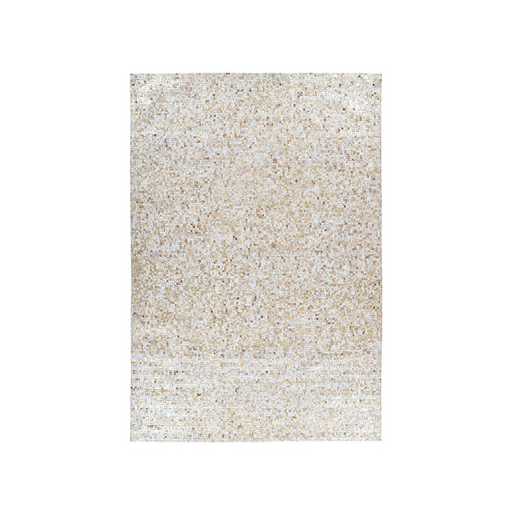 Leren patchwork vloerkleed - Filz 100 Beige/Goud - 1