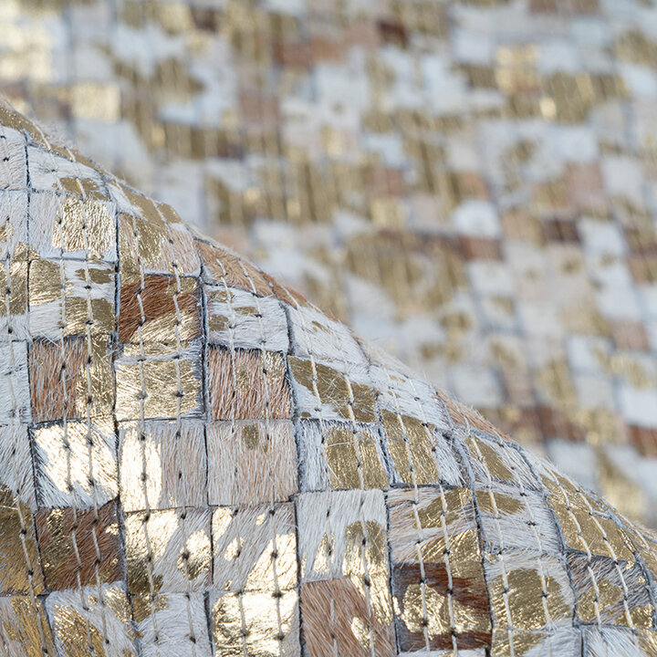 Leren patchwork vloerkleed - Filz 100 Beige/Goud - 3