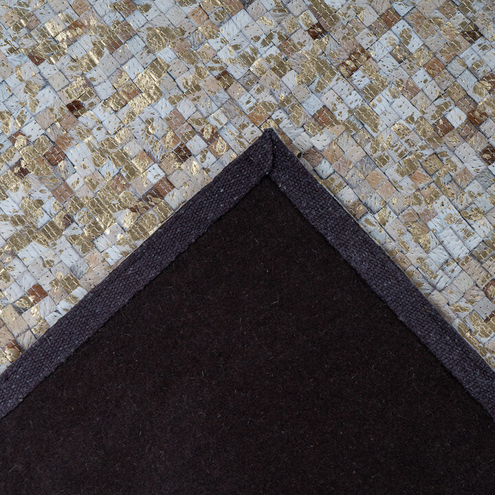 Leren patchwork vloerkleed - Filz 100 Beige/Goud - 4