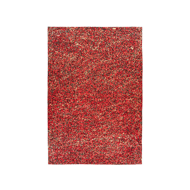 Leren patchwork vloerkleed - Filz 100 Rood/Goud - 1