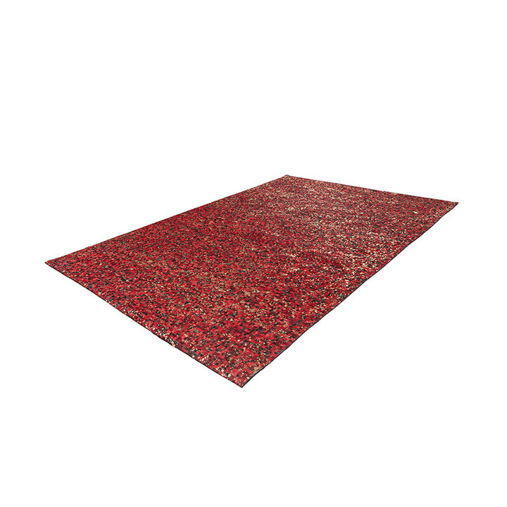 Leren patchwork vloerkleed - Filz 100 Rood/Goud - 2