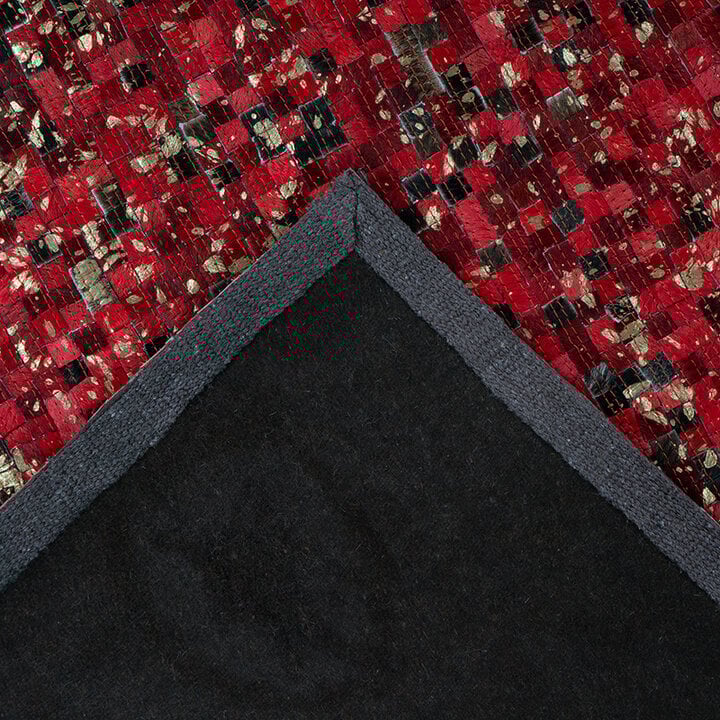 Leren patchwork vloerkleed - Filz 100 Rood/Goud - 4