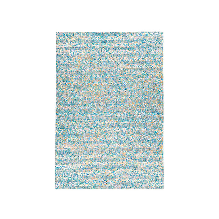 Leren patchwork vloerkleed - Filz 100 Turquoise/Goud - 1