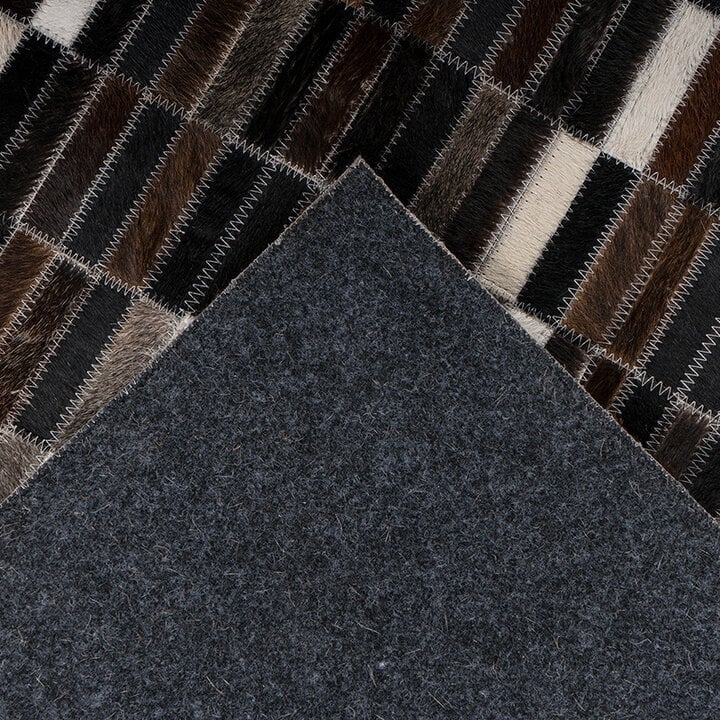 Leren patchwork vloerkleed - Limousin 125 Zwart/Wit - 4