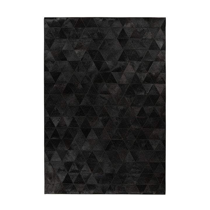 Leren patchwork vloerkleed - Limousin 325 Zwart - 1