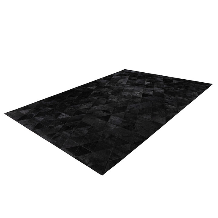 Leren patchwork vloerkleed - Limousin 325 Zwart - 2
