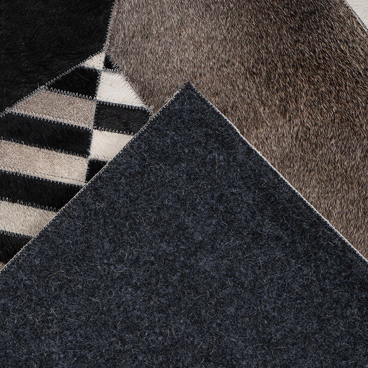 Leren patchwork vloerkleed - Limousin 425 Zwart/Multicolor - 4