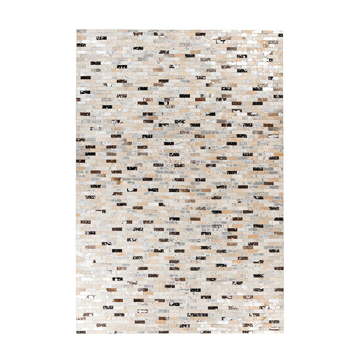 Leren patchwork vloerkleed - Limousin 525 Zwart/Multicolor - 1