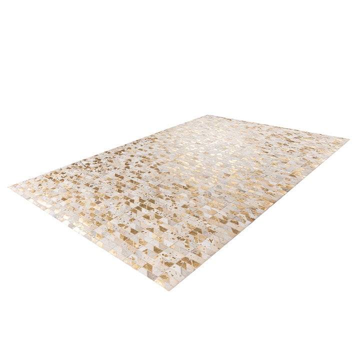 Leren patchwork vloerkleed - Limousin 725 Goud/Multicolor - 2