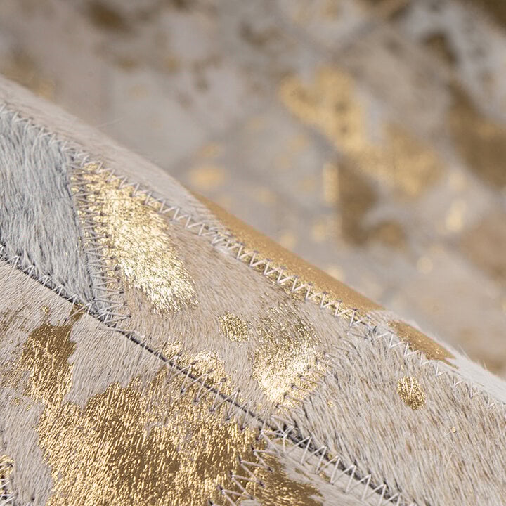 Leren patchwork vloerkleed - Limousin 725 Goud/Multicolor - 3