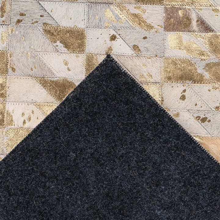 Leren patchwork vloerkleed - Limousin 725 Goud/Multicolor - 4