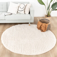 Rond Scandinavisch vloerkleed - Lova Maze Creme