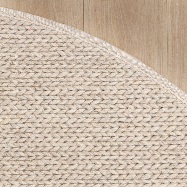 Rond wollen vloerkleed - Twist Beige - 3