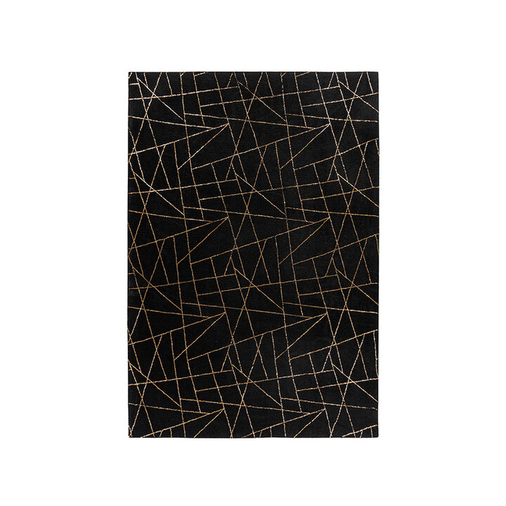 Geometrisch vloerkleed - Botticino 125 Zwart/Goud - 1