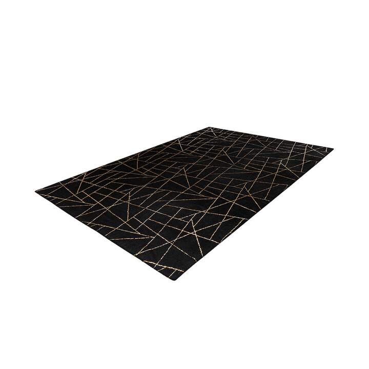 Geometrisch vloerkleed - Botticino 125 Zwart/Goud - 2