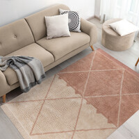 Geometrisch vloerkleed - Lymo 225 Crème/Oudroze 