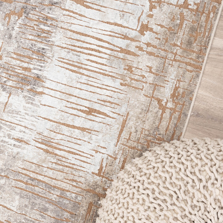 Modern vloerkleed - Hendrix Grunge Creme/Terra  - 2