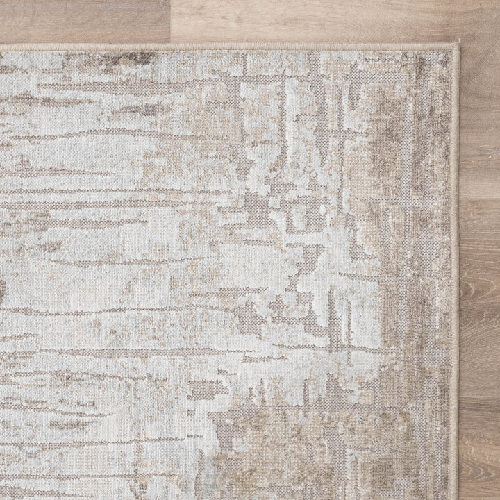 Modern vloerkleed - Hendrix Grunge Creme/Grijs  - 5