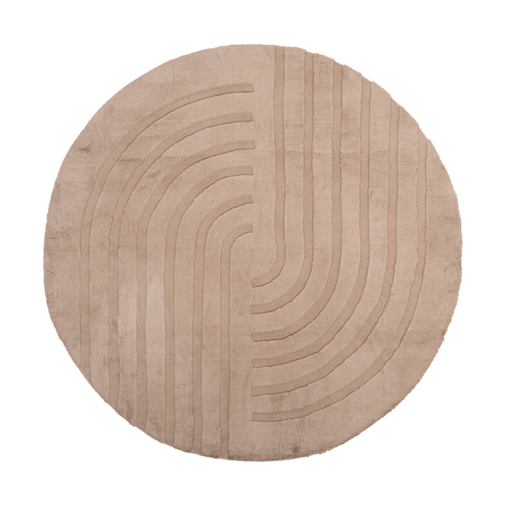 Rond hoogpolig vloerkleed - Carvy Curves Taupe - 1