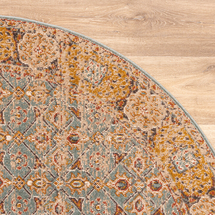Rond vintage vloerkleed - Thirza Oriental Lichtblauw/Multicolor  - 5