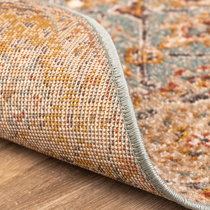 Rond vintage vloerkleed - Thirza Oriental Lichtblauw/Multicolor  - 6