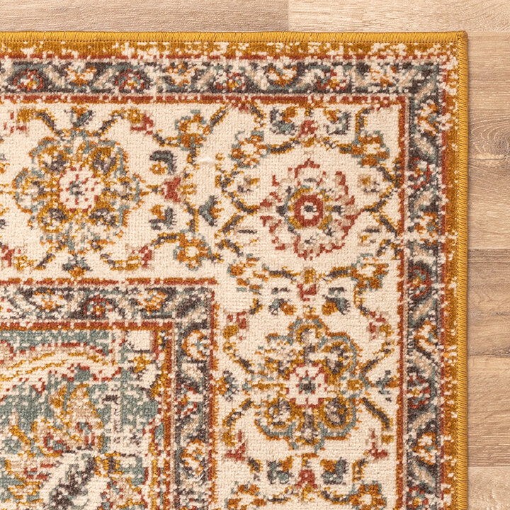 Vintage vloerkleed - Thirza Medaillon Okergeel/Multicolor  - 5