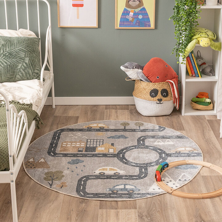 Rond wasbaar kindervloerkleed - Ravi Road Multicolor