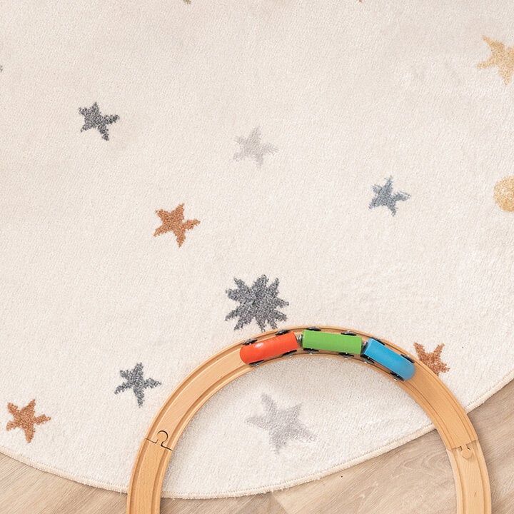 Rond wasbaar kindervloerkleed - Ravi Stars Multicolor - 2