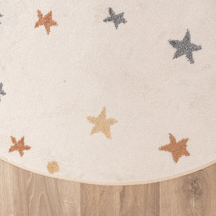 Rond wasbaar kindervloerkleed - Ravi Stars Multicolor - 5