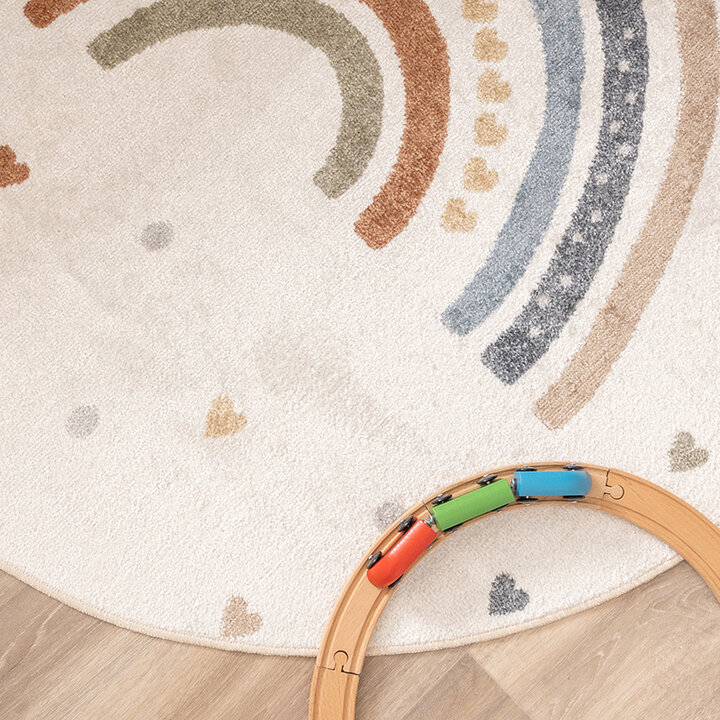 Rond wasbaar kindervloerkleed - Ravi Rainbow Multicolor - 2