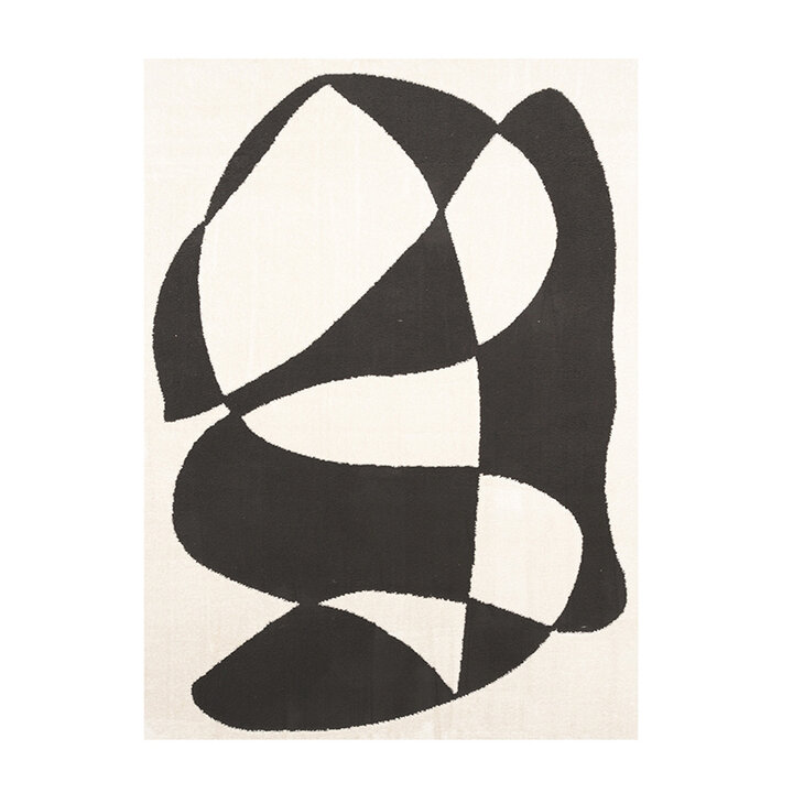 Japandi vloerkleed - Yori Abstract Creme/Zwart - 1