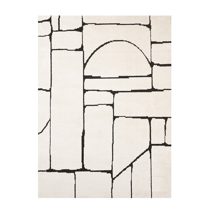Japandi vloerkleed - Yori Blocks Creme/Zwart - 1