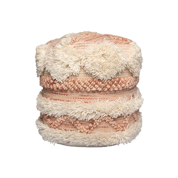 Bohemian poef - Basai 225 Roze/Creme - 1