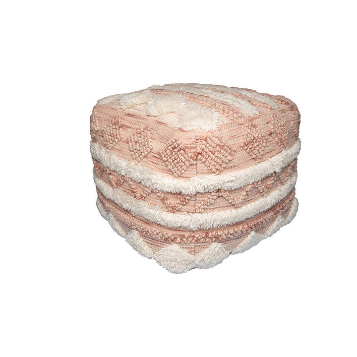 Bohemian poef kubus - Basai 225 Roze/Creme - 1